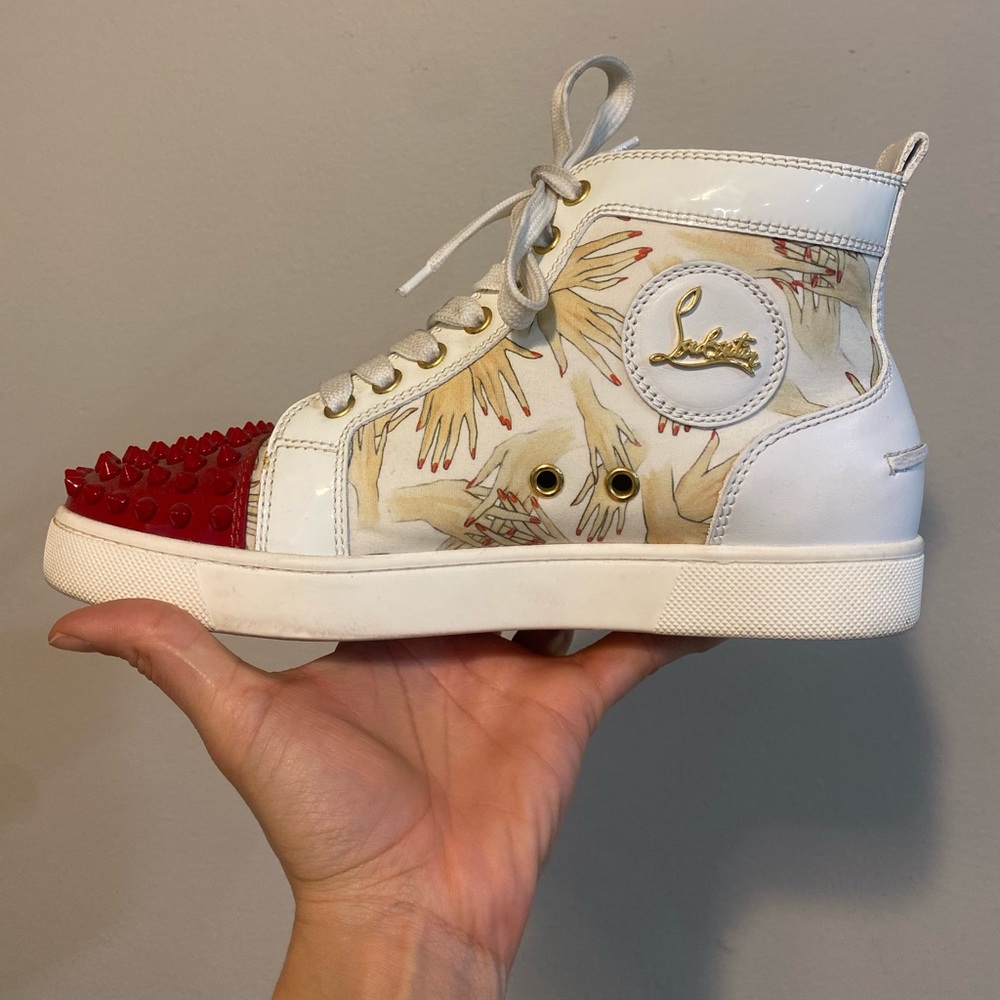 Christian Louboutin Red and White High Tops